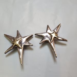 Pair of vintage sterlin silver starburst earrings